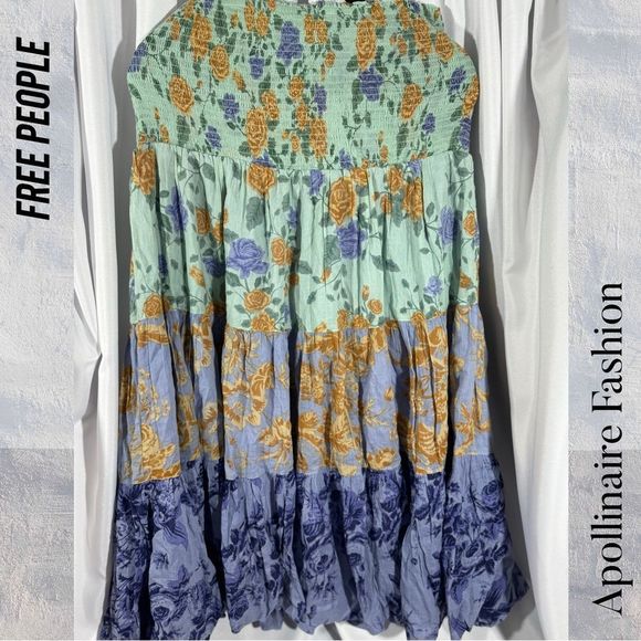 FREE PEOPLE BUBBLES ONLY CONVERTIBLE SKIRT DRESS NEW VARIOUS SIZES BLUE COMBO - Picture 8 of 9